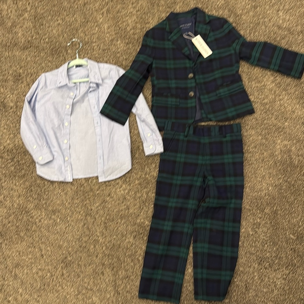 Janie and Jack Tartan Suit with button up